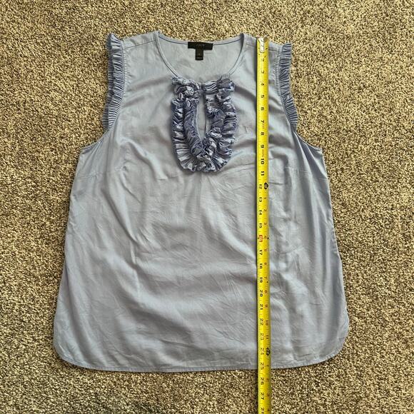 J. Crew periwinkle blue sleeveless ruffle front cotton top size 10 - Picture 9 of 11